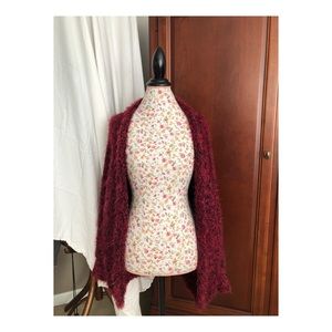 Forever 21 Red Fuzzy Cardigan